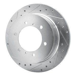 Mitsubishi Montero Brake Rotor (1) - Rear Left - R1 Concepts - Drilled & Slotted - Silver - `90-`04